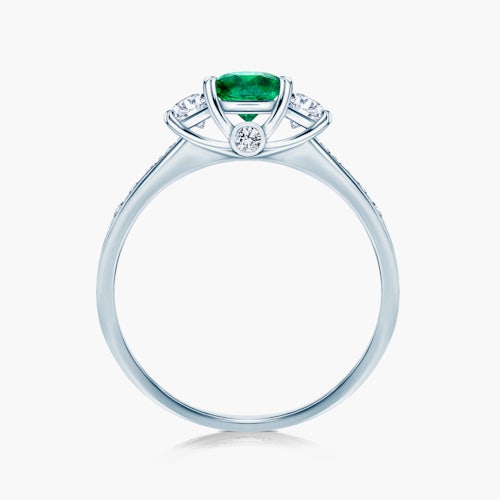 Pierścionek zaręczynowy Dream: białe złoto, szmaragd